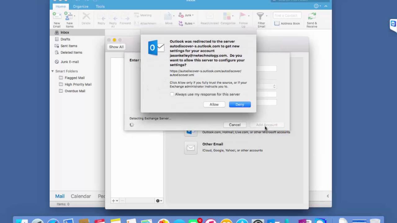 setup email account in outlook for mac